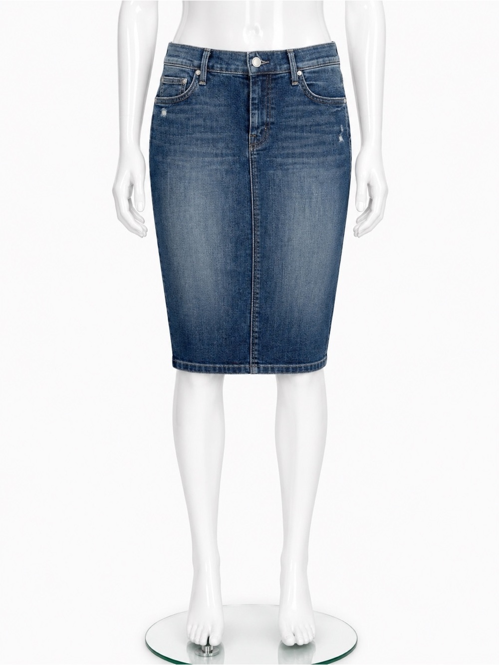 MOTHER Blue Denim Pencil Skirt